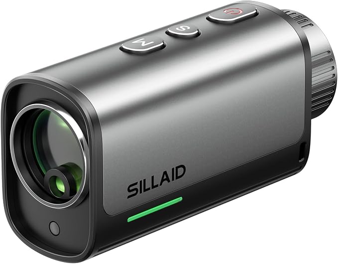 SILLAID Golf Rangefinder with Slope, 23mm Large Objective Lens Laser Rangefinder, 0.02s Fast Measurement, 7X Magnification, USB-C Rechargeable Golf Range Finders for Golf & Tournament Legal (Black)